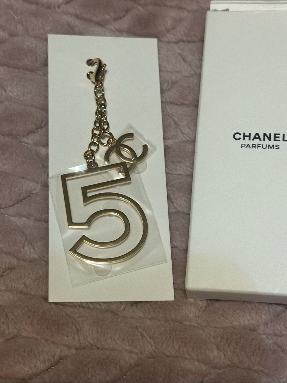 CHANEL Gold Number 5 Keychain Charm with CC Accent - Picture 2 of 3